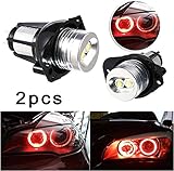 LONGJIQ 2 stücke Auto 12V LED Angel Eye Scheinwerfer Fit für BMW E90 E91 Weiß Rot Blaue Lichter 20 Watt Marker Halo Ring Glühbirne Angel Eyel Eye Light-rot F