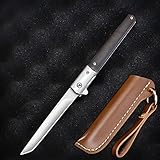 Eil Taschenmesser, Messer extra scharf, Einhandmesser, Klappmesser mit Holzgriff, Outdoor & Survival Messer mit Edelstahlklinge, für Arbeit Wandern Camping