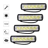 Trintion 4 x 18W LED Arbeitsscheinwerfer 12V 24V LED Zusatzscheinwerfer Auto Wasserdicht IP67 Scheinwerfer Rückfahrscheinwerfer LED Strahler für Auto Traktor SUV KFZ Offroad PKW LKW