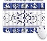 Mausmatte Mauspad Ankerrad Segelboot Leuchtturm Seemann Seil blau weiß nautisch Marine Thema maßgeschneiderte Kunst Mauspad rutschfeste Gummibasis für Computer Laptop Schreibtisch Zubehö