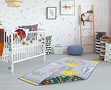 andiamo Spielmatte Kinderteppich Wendeteppich mit Straßen und Hüpfkästchen Motiv, 133 x 190