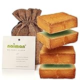 Naiman® Aleppo Seife [20%] - Premium Qualität - 400g VORGESCHNITTEN - Naturseife mit 80% Olivenöl & 20% Lorbeeröl - Natürliche Aleppo-Seife im Jutesäck