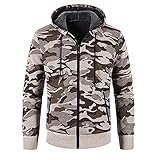 Yowablo Kapuzenpullover Hoody Sweatshirt Herren Strickjacke Herren Winter Langarm Plus Samt Camouflage ( XL,4beige )