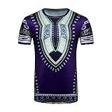 T-Shirt Top Herren Frühling Sommer Casual Slim 3D Bedruckte Kurzarmbluse (M,2Blau)