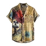 Zhiyao Herren Funky Hawaiihemd Herren T Shirts Männer Fun Shirt Kurzarm Urlaub Sommer Bedruckter Strand Beilaufig Hawaii Hemd Hemd Slim Fit Regular Freizeithemd Shirts Kurzarm Haw