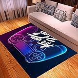 3D Anime Gamer Teppich Jungen Groß Kinderzimmer Gaming Teppich Schlafzimmer Dekoration Wohnzimmer Kurzflor, Krabbelmatte Modern Weichem Flanell Kinderteppiche Waschbarer Blau Rosa (120x160 CM)