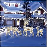 Led Weihnachtsbeleuchtung Auße,3 Stück LED Rentier Figur Led Gartenstecker Weihnachten,Weihnachtsdeko Aussen Figuren für Außen und Innen Weihnachtsbeleuchtung Außen Fig