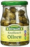 Feinkost Dittmann Knoblaucholiven ohne Stein, Trocken eingelegt Glas, 6er Pack (6 x 170 g)