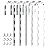 Jinlaili Verzinkt Bodenanker, 6 STK 30 cm Heringe Erdnägel Stahl, Zeltheringe für Harte Böden, Zelthaken Heringe Metall, Heringe Erdnägel für Zelt, Camping, Tramp
