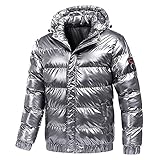 Jacke für Herren, Winter, lässig, Fleecejacke, warm, Parka für Herbst und Winter, elegante Herrenjacke, glänzend, modisch, warm und winddicht, grau, XXXXL