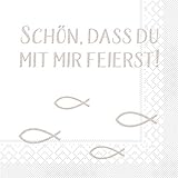 Sovie HORECA Tissue Serviette Schön, DASS Du mit Mir feierst | Taufe Kommunion Konfirmation | 33 x 33 cm | 100 Stück
