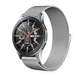 FFF8 Kartice Für Samsung Galaxy Watch (46mm) Bands, 22mm Galaxie Uhrenarmband Milanese-Schleife Edelstahlband Handgelenk Ersatzband (Color : Silver)