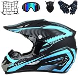 Motocross Helm Set (5 Stücke) Adult Off Road Helm Motorräder Off-Road Sport ATV MTB BMX Quad Enduro Downhill-Helm Motorradhelm Off Road Bike Pocket Bike Helm Helm für Kinder Sicherheit Schutz (A,M)