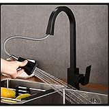 XDYNJYNL Kitchen Tap Moderne küche Bad Wasserhahn mit spritzpistole, Pull-typ schwarz waschbecken Wasserhahn, heißes und kaltes Wasser Mixer, Moderne Kupfer Wasserhahn Gefäß
