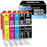 WorkInk PGI-580 CLI-581 XXL Patronen für Canon 580 581 Multipack, Canon TR8550 Druckerpatronen für Canon Pixma TR8550 TS705 TS6350 TS8350 TS8250 TS6150 TS9550 TS6151 TR8500 (PGBK BK C M Y 5er-Pack)