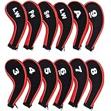 12 Stück Schlägerkopfhüllen für Eisen Schlägerhauben Golf Langer Hals Anzahl Print mit Reißverschluss Headcover Golfschläg