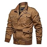 CCOOfhhc Herren Arbeitsjacke Workwear Übergangsjacke Winter Dick Fleece Gefüttert Cargo Jacke Feldjacke Bomberjacke Übergangsmantel Stehkragen Baumwoll Blouson Windbreaker mit Multi T