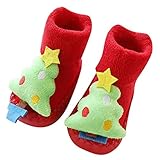 IHGWE Baby Kleinkind Schuhe Neugeborene Plüsch Warme Schneestiefel Weihnachten Slipper Schuhe Säugling Winter Prewalker Stiefel rutschfeste weiche Unterseite Junge M