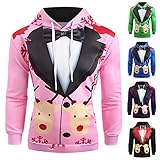 JIAYOUA Hoodie Herren Weihnachtspullover Hässlicher Lustige Weihnachtspulli Männer Splicing Christmas Weihnacht Pullover Pulli Langarm Sweatshirt mit Kapuze Große Größe Kapuzenp