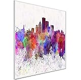 Ecowelle Infrarotheizung mit Bild | 350 Watt | 60x60 cm | Infrarot Heizung| | Made in Germany|Weiss aluminiumprofil| f 78 Rochester Sky