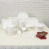 XCTLZG 56-teiliges Abendessen - Satz - Elfenbein - weiße Porzellan - Geschirr Set , Keramik - Geschirr - Set mit Schüsseln , Dessertteller , Suppenteller , Abendessen T