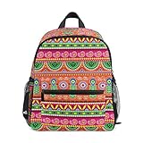 RXYY Kinder Rucksäcke Stammes Geometrisch indisch Tagesrucksäcke Reise Kleinkind Vorschule Schule Tasche Beiläufig Rucksack mit Truhe Gurt zum Mädchen Jung