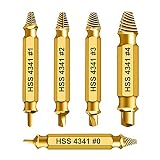 Schraubenausdreher, Damaged Screw Extractor Set, 5 Stück Beschädigte Schraube Entferner Extraktor Set zum Entfernen leicht beschädigter Schrauben, HSS 4341#, 62-63HRC Härte (Gold)