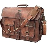 DHK 45,7 cm Vintage Handgemachte Leder Messenger Bag Laptop Aktentasche Computer Umhängetasche für Herren Braun braun 16