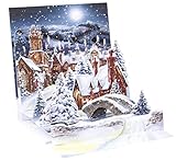 Pop Up 3D Weihnachten Karte PopShot Geschenk Winterdorf 13x13