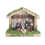 QUYY Weihnachts Krippen Figuren Traditionelle Krippe Weihnachtskrippe Figuren Krippe Set Ornamente Mit Harzfiguren Statue & Holzhaus, Krippe Ornament Religiöse Figuren Jesus Dekorationen 12x6x9