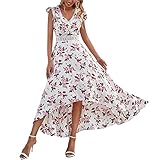 PMDKLSPQ Damen Elegant Lange Kleid Ärmellos Chiffon Spitze V-Ausschnitt Boho Sommerkleid Cocktailkleid Partykleid Maxikleid Strandkleid Blusenkleid Ballkleid Strandk