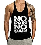 COWBI Herren No Pain No Gain Bodybuilding Tank Top Strap Fitness Stringer Achselshirts，M-XXL