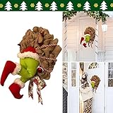 ROERDTRY Weihnachtsdekoration Weihnachtsdeko Weihnachtsmann Wie der Weihnachtsdieb den Weihnachtsleinenkranz gestohlen hat Kränze Girlanden Wohnaccessoires Deko Wand Türschilder Saisonale Dek