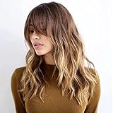 Courly Wave Perücke mit Air Pony Blonde synthetische Hochtemperaturdraht Natrural aussehendes Haar Bunte Perücken for täg