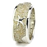 DUR Ring Strand | Möwe, Seestern, Welle | mit echtem Sand | 925 Sterling Silber | Größe 54 (17.2) | R4590