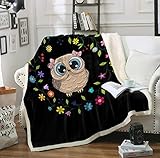 HLL Sherpa Decke 3D gedruckte Cartoon Eule Mikrofaser Sherpa Fleece Decke Weiche Dicke Wohnzimmerdecke Tagesdecke Sofadecke Geeignet für Kinder und Erw