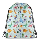 Klassische Tasche mit Kordelzug, Dinosaurier auf nahtlosem Muster, Turnrucksack, Schultertasche, Sport-Aufbewahrungstasche für Damen und H