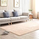 Ultra Soft Teppiche Einfache moderne Teppiche Sofa Couchtisch Bett der Maschine Waschen Haushalts Teppich für Wohnzimmer Schlafzimmer Bodenteppich,Beige,80x160