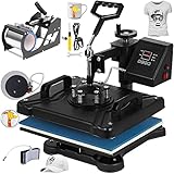 CENATXG Wärmepresse-Maschine, 5 in 1 T-Shirt Druckmaschine, Multifunktionsfunktion Digitale Sublimations-Wärmemaschine mit 360-Grad-Swing-Wanderkombination für T-Shirt, Becher, H