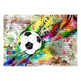 decomonkey Fototapete Graffiti Fußball 350x256 cm XL Tapete Fototapeten Vlies Tapeten Vliestapete Wandtapete moderne Wandbild Wand Schlafzimmer Wohnzimmer Ziegel Jugendzimmer B