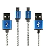 Micro USB Ladekabel CABBRIX® Blau [2-Pack] 1,5m Lang [USB Schnellladekabel] Nylon 2,4A Sync Android Smartphones für Samsung Galaxy S7 S6 Edge S5 Neo S4 HTC LG Sony Nexus Nokia Huawei Kindle Xbox PS4