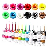 Renoble Nagel-Drahtzieh-Gel, 12 Farben lackiertes Gel-Nagellack-Set mit Pinsel Nail Art zum Linienziehen Gel-Nagellack-Zeichnung