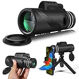 Monokular Teleskop, 12X50 HD Handheld Fernrohr mit Smartphone Halter Einstellbar Stativ, Hochleistungs Starscope Monocular BAK4-Prisma und FMC für Landschaft, Wildtiere, Konzert, Camping, Sportsp