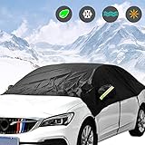 Queta Halbgarage Autoabdeckung, Autogarage Abdeckplane Phosphoreszierend Auto Halbgarage Frontscheibe Schutzhülle Schneeschutz UV-S