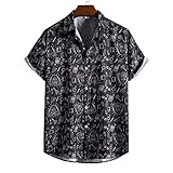 SSBZYES Herrenhemden Kurzarm Herren bedrucktes T-Shirt Strickjacke Herren Kurzarmhemd Graffiti Print Lässiges lockeres Strandb