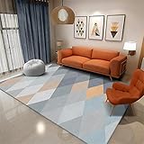 Grau-Orange-Weiß-Diamant geometrisches Muster Innenbereich kann luftgetrocknet und atmungsaktiv Sein Wohnzimmer Schlafzimmer Wohnzimmer Teppich-60x90cm für Wohnzimmer im Innenbereich Dek
