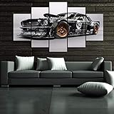 QQWW Leinwanddrucke Ford Mustang RTR CAR 5 Teilig,Bild auf Vlies Leinwand Deko Wohnzimmer Bilder,leinwandbilder,wandposter, fünfteilig,Home Dekoration,Mit R
