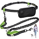 Joggingleine für kleine Hunde bis 15 kg | Elastische Reflektierende Hundeleine von 110 bis 160 cm dehnbar | Freihandleine mit Bauchgurt zum Joggen Laufen Radfahren W