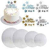 KINDPMA 4er Cake Board 30cm 25cm 20cm 15cm Cakeboard Rund mit Cake Topper Set Tortenunterlage Weihnachtsgebäck Tortenplatte Pappe Kuchenplatte Tortenteller für Lebkuchen Plätzchen Stollen Mehrstöckig