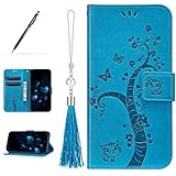 Uposao Kompatibel mit Samsung Galaxy S8 Hülle Leder Katze Baum Muster mit Quaste Anhänger Hülle Flip Schutzhülle Brieftasche Handyhülle Wallet Bookstyle Case Magnet Kartenfach,B